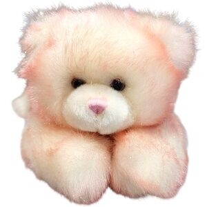 Vintage Aurora A&A Plush Inc Pink Sparkle Tassel Teddy Bear Stuffed Animal Pink